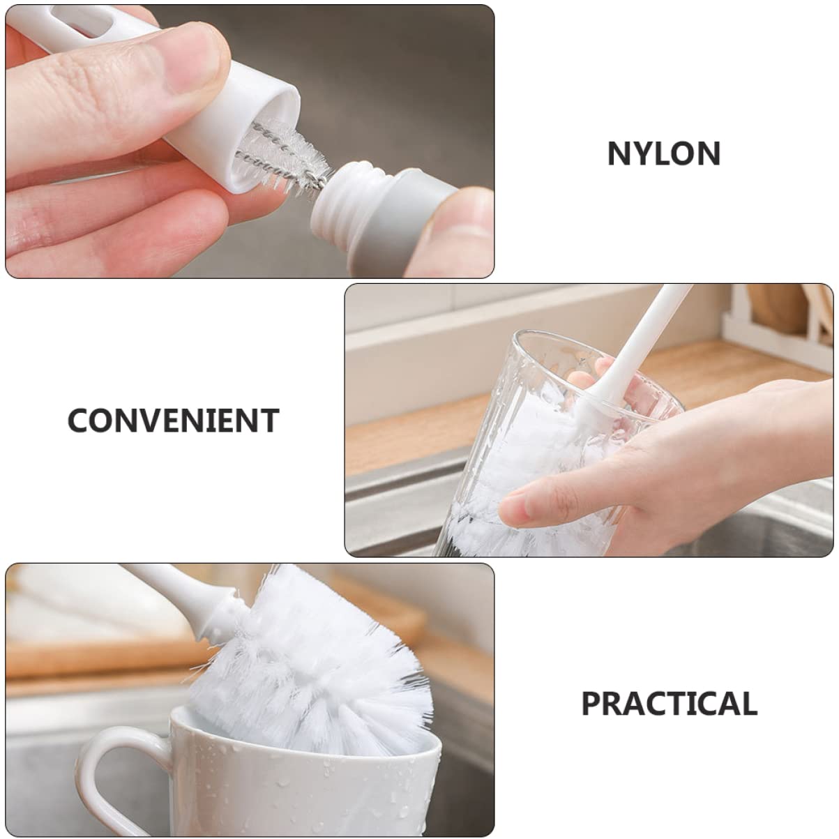 CLISPEED Cup Cleaning Brush - Nylon Multi-Purpose Scrubber for Household, Glass, Bottles & Dishes - Portable & Durable Cleaning Tool for Kitchen, Travel & Camping