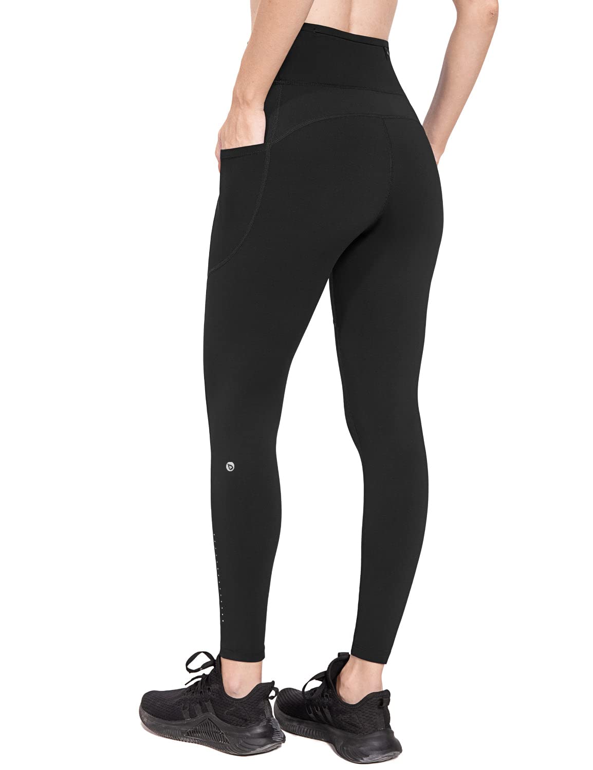 BALEAF Women's High Waisted 7/8 Running Yoga Leggings with Zipper Pocket & Drawstring - Perfect for Workout, Hiking & Outdoor Activities