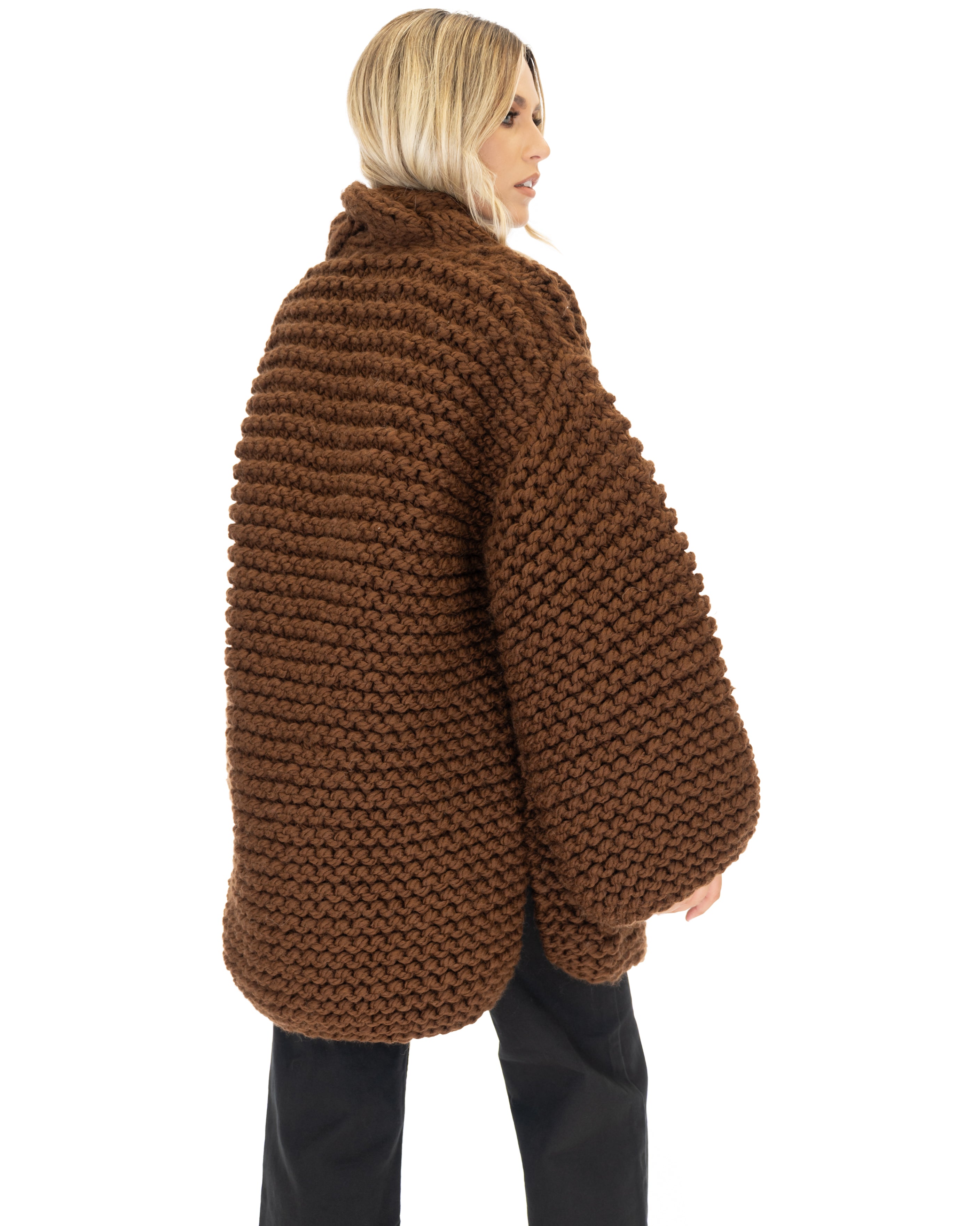 Women's Cable Knit Coat - Soft Wool Winter Jacket for Ladies - Perfect for Cold Weather, Office Wear & Casual Outfits