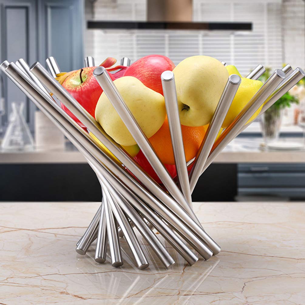 TOPBATHY Collapsible Stainless Steel Rotating Fruit Basket - Durable Fruit Bowl for Kitchen, Dining Table, Living Room, Office, Party & Hotel Decor - Perfect for Fresh Fruits Display & Home Organization