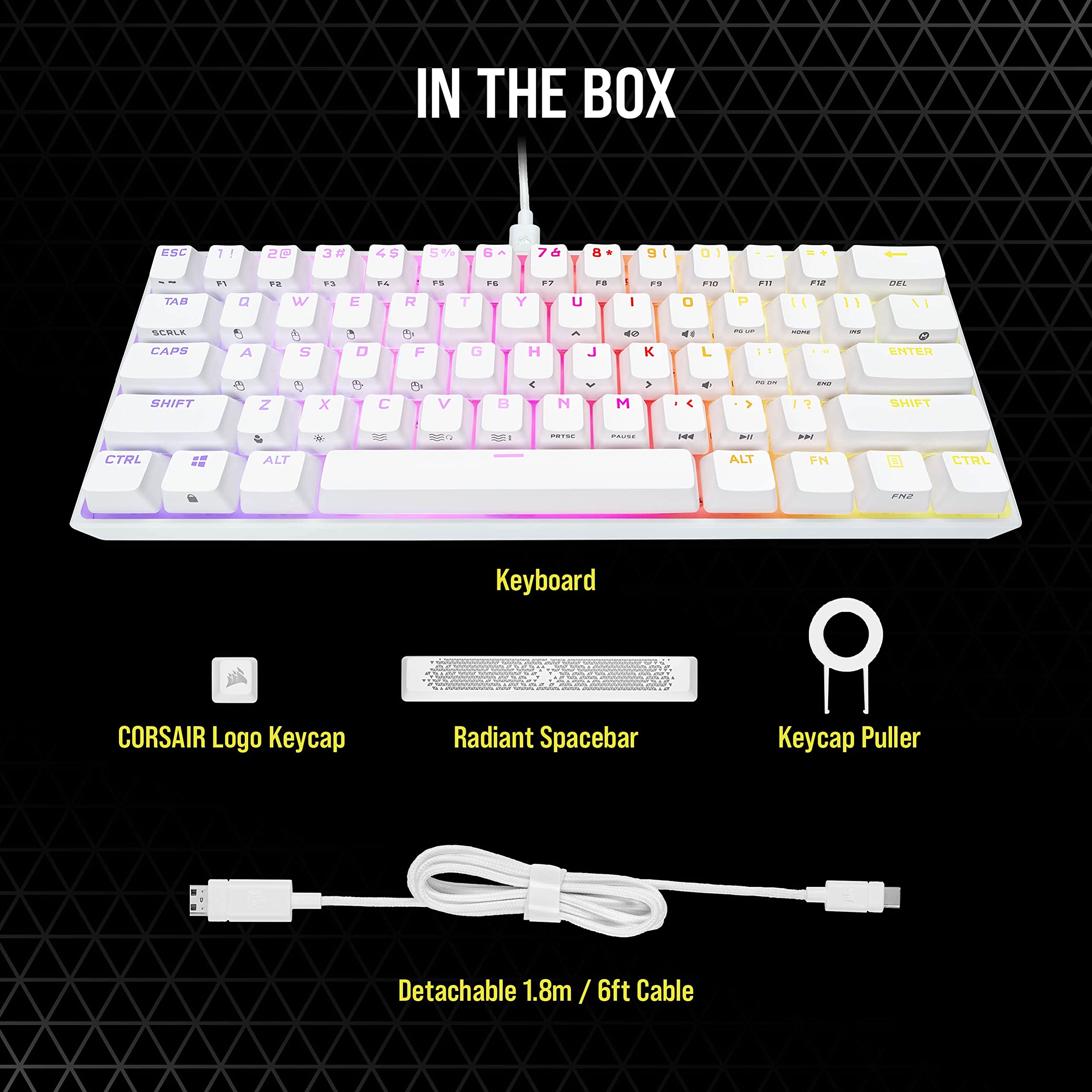 CORSAIR K65 RGB Mini 60% Mechanical Keyboard - Cherry MX Red - PC Gaming & Mac