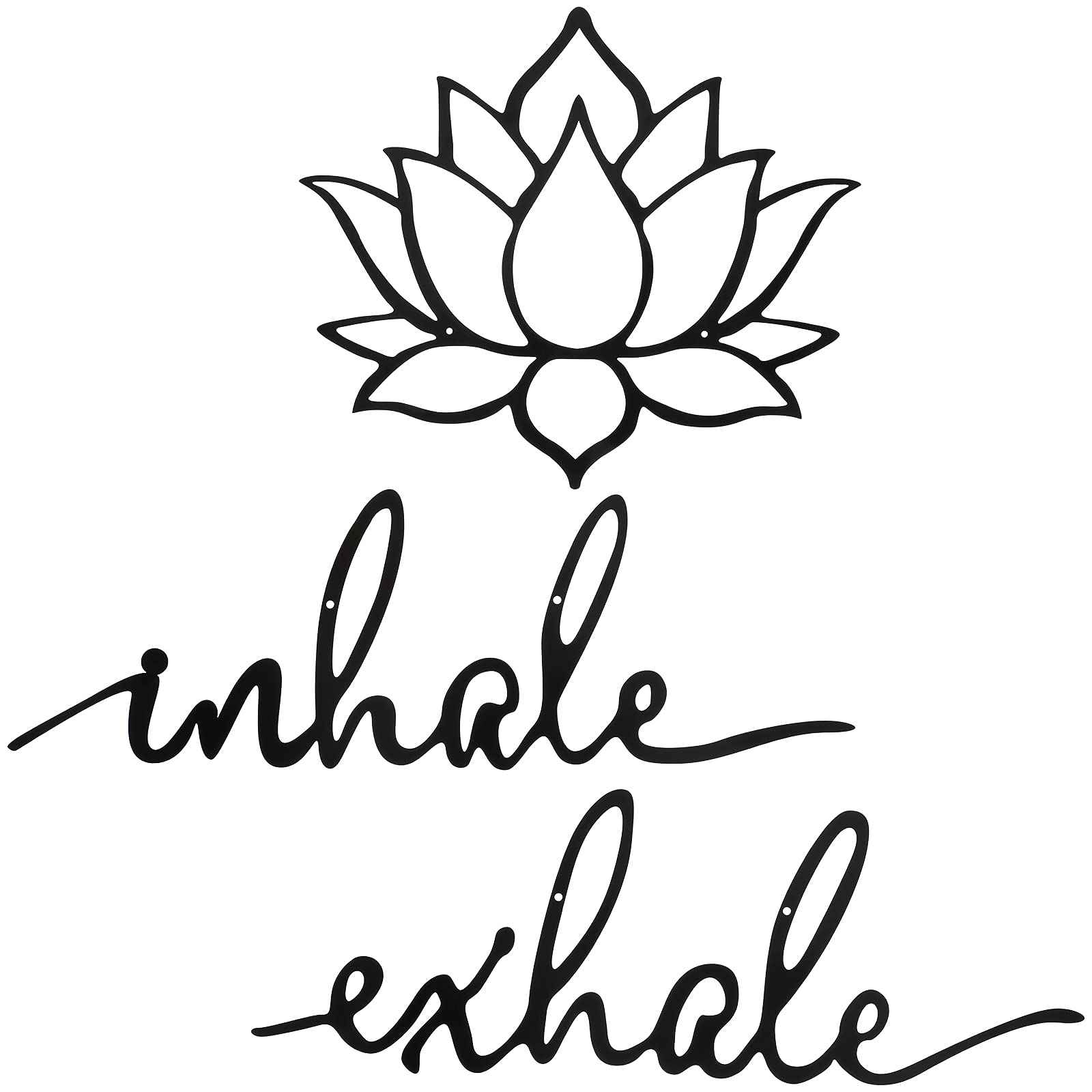 Inhale Exhale Wall Art - Yoga & Meditation Decor with Lotus Flower Design - Black Metal Spiritual Sign for Home, Living Room, Bedroom - Perfect for Yoga Studios, Meditation Spaces & Mindful Home Decor