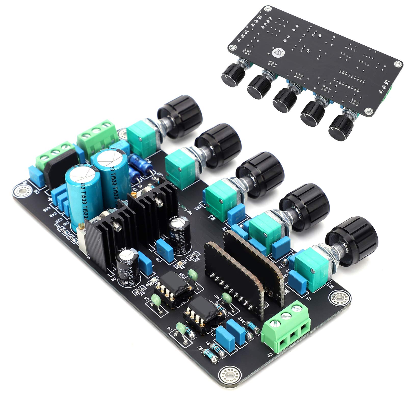 Bognajin 2604AD827 Stereo Preamp Tone Board - Amplifier Volume Bass Treble Control Board for DIY Audio Projects & Home Theater Systems
