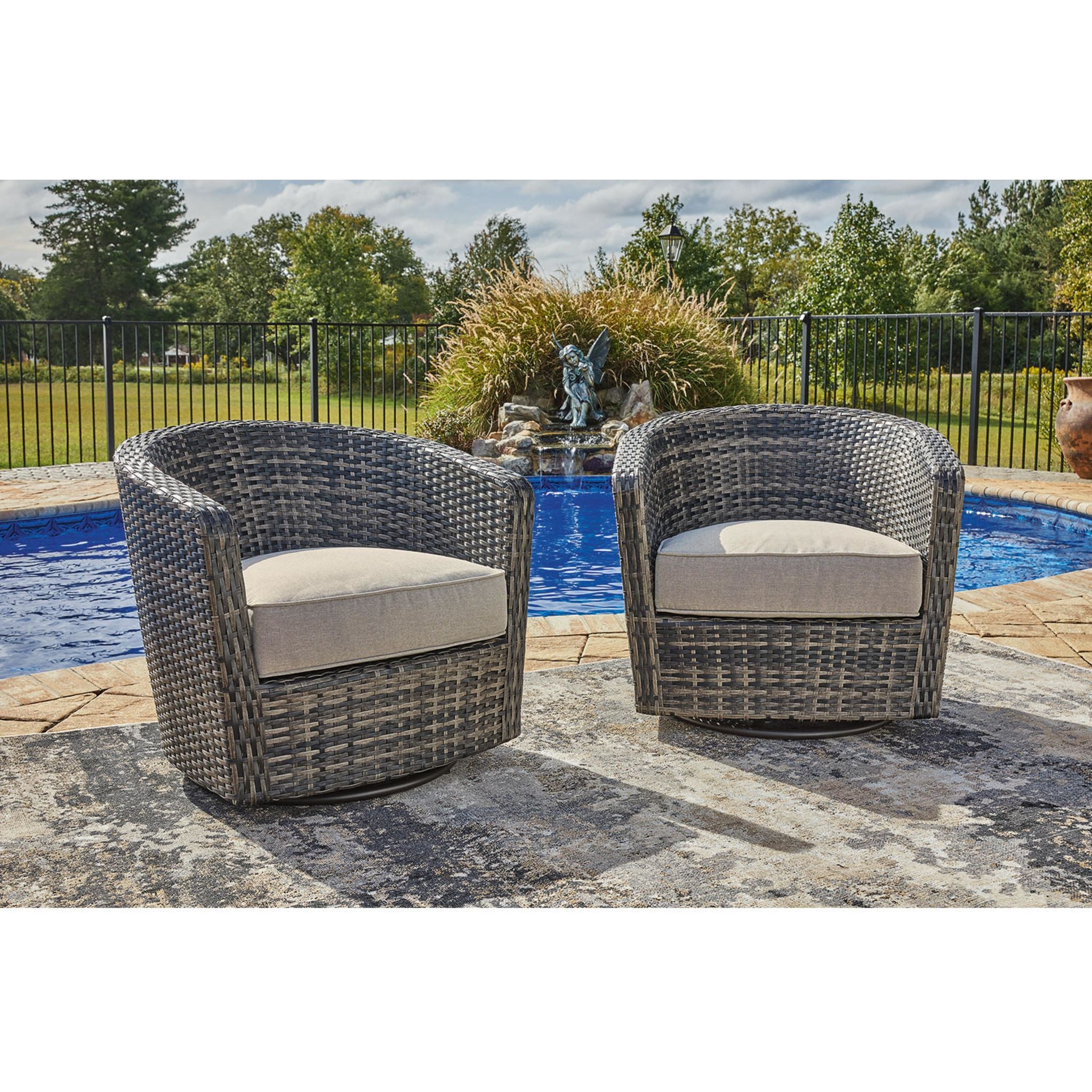 Coulee Mills Swivel Lounge Chair with Cushion (Set of 2) - Modern Accent Chair for Living Room, Bedroom & Office - 360 Degree Rotating Comfortable Seating with Soft Pillow