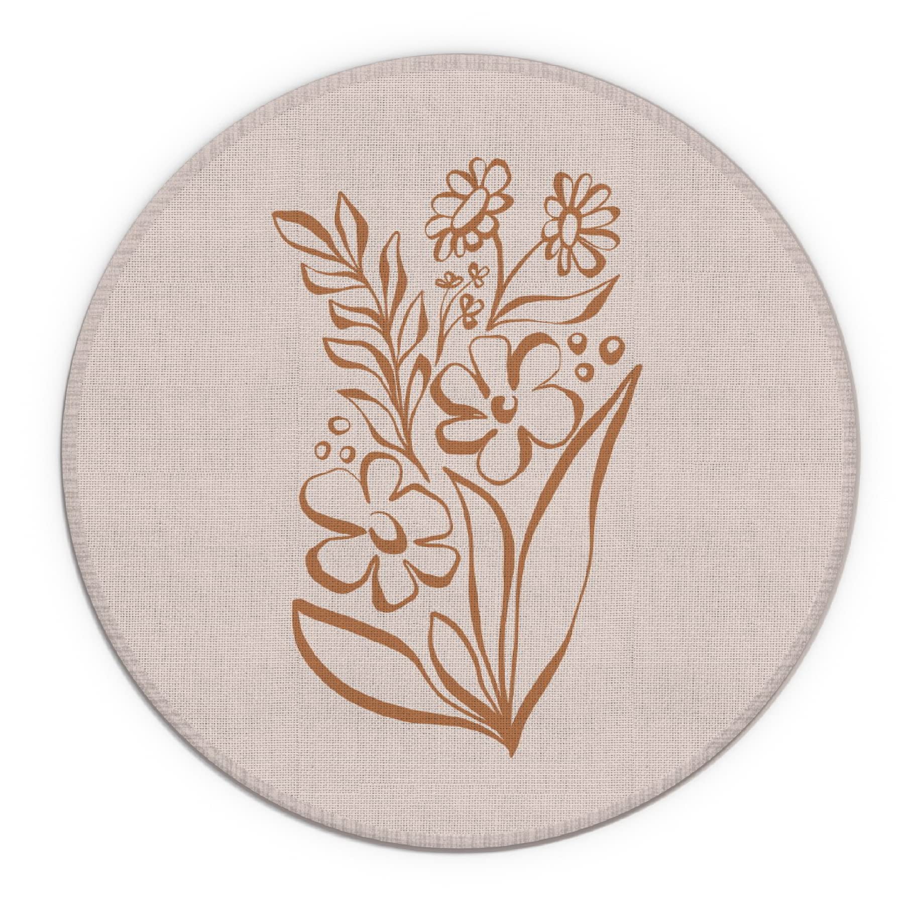 Knibeo Minimalist Floral Mouse Pad - 7.9x7.9 Inch Waterproof Rubber Desk Mat with Boho Design, Neutral Aesthetic Office Accessory for Women | Perfect for Home Office, Workstation & Computer Desk Decor