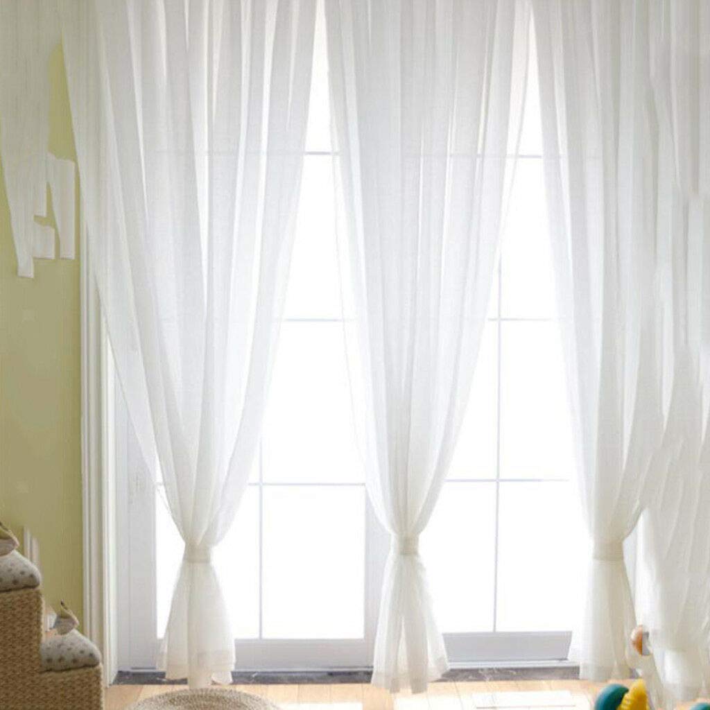 White Voile Curtains 132x213cm - Sheer Window Treatments for Bedroom & Living Room