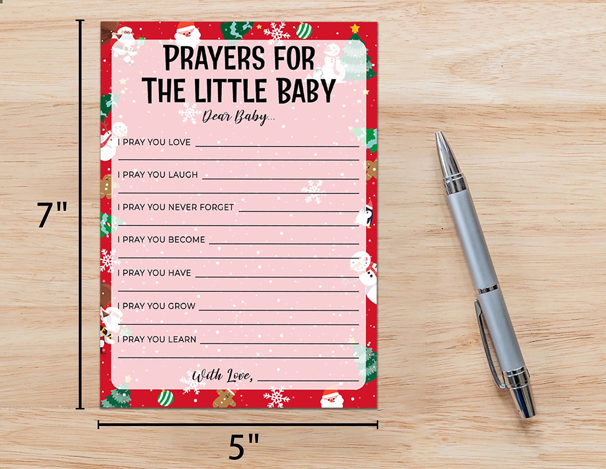 30-Piece Baby Shower Game Cards Set - Gender Neutral Prayers for Baby & Christmas Party Games - Perfect for Baby Showers, Gender Reveals & Holiday Celebrations