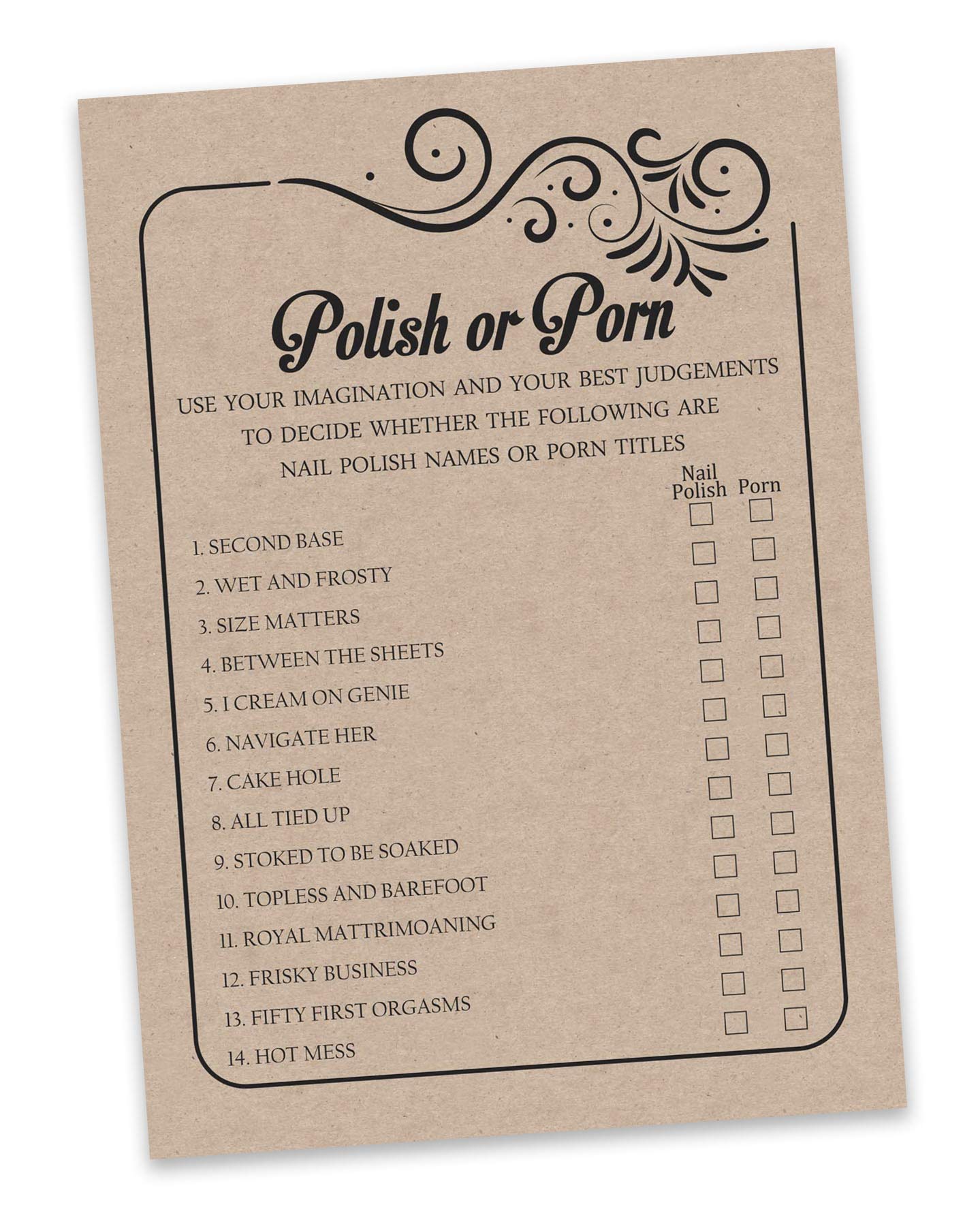 50-Pack Fill-in-the-Blank Party Game Cards - Fun Bachelorette & Bridal Shower Activities - Kraft Paper Style for Wedding, Birthday & Girls Night Out Games