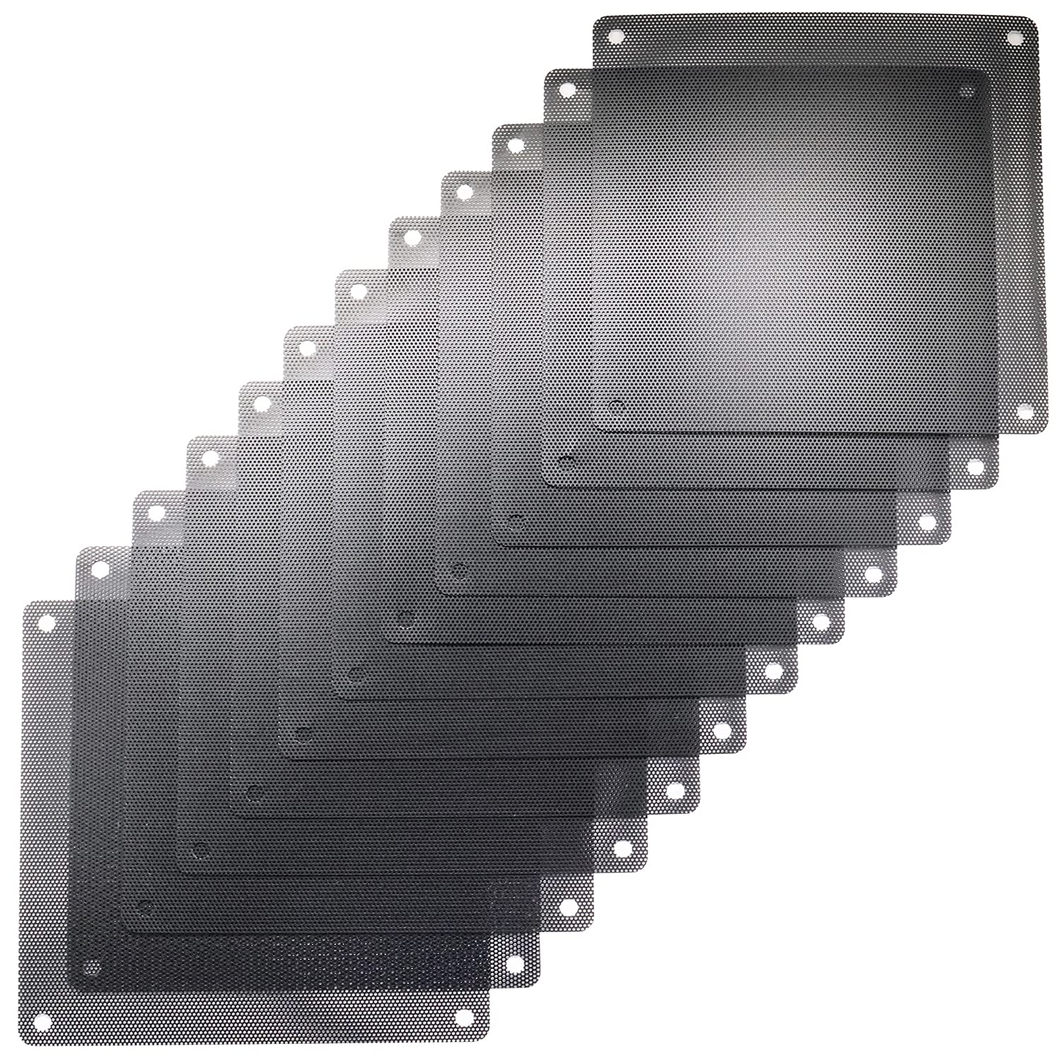 12 Pack 120mm PVC Black PC Case Fan Dust Filter - Dustproof Mesh Cover for Computer Cooling, Gaming PC, and Server Use