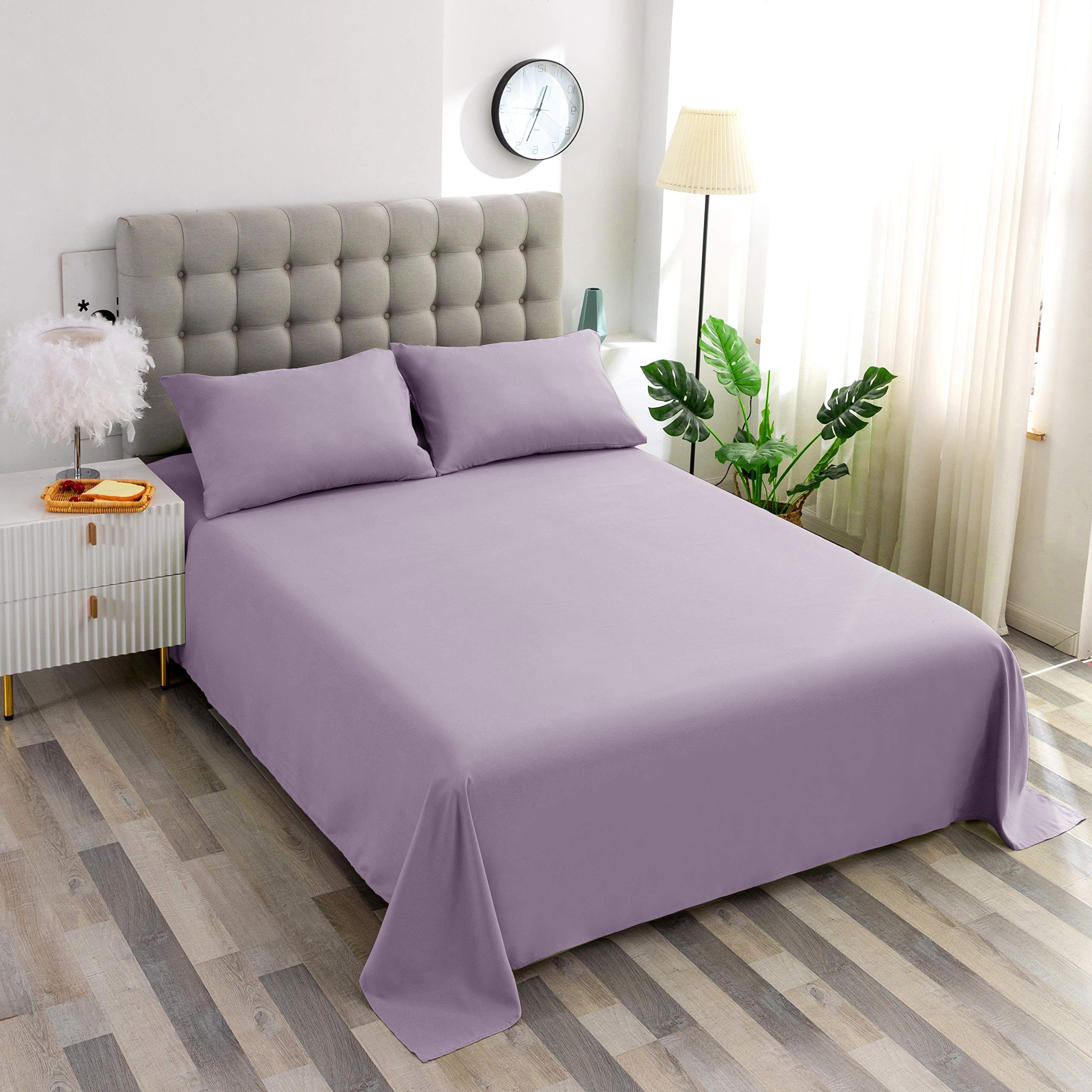 800 Thread Count Full Size Cotton Flat Sheet - Soft & Breathable Top Bed Sheet, 1 Piece (Lavender) for Comfortable Sleep & Bedroom Decor