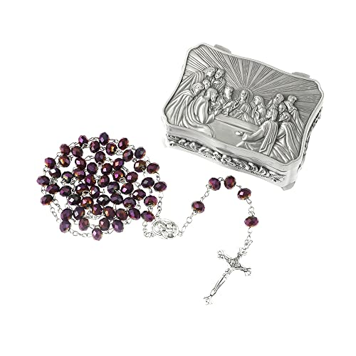 Purple Crystal + Last Supper Rosary Box