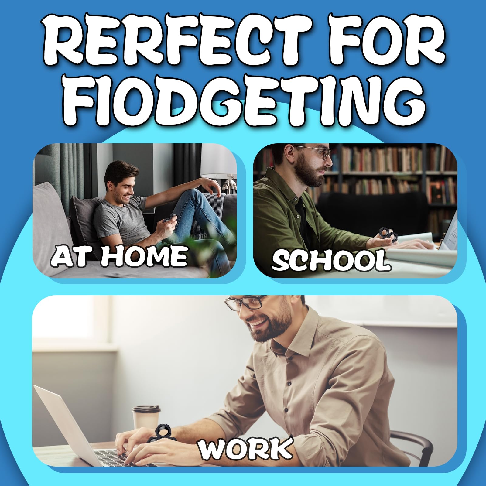 5Pcs Fidget Toys Set for Adults & Teens - ADHD Autism Stress Relief Toys with Magnetic Rings, Cube & Stress Ball - Office Desk Gadgets, Classroom Sensory Toys - Perfect Christmas Stocking Stuffers & Gifts for Men (Great for Anxiety Relief, Focus Improvement & Stress Management)