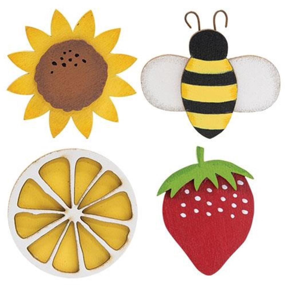 4-Piece Wooden Summer Icons Set - Beach, Pool & Summer Party Decor - Perfect for Home, Outdoor & Seasonal Decorations
