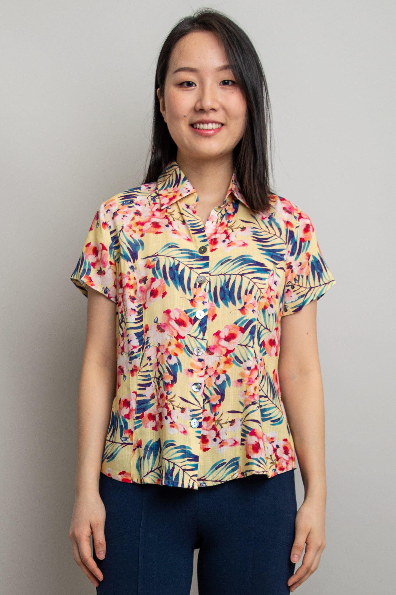 Esther Blouse - Women's Linen Bamboo Top for Tropical Vacation | Breathable Summer Shirt for Beach, Travel & Casual Wear
