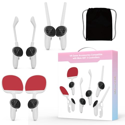Upgraded VR Extension Grips for Meta Quest 3 - Enhanced Motion Controller Accessories for Table Tennis, Golf & Sports Games | Improve Gameplay Comfort & Precision