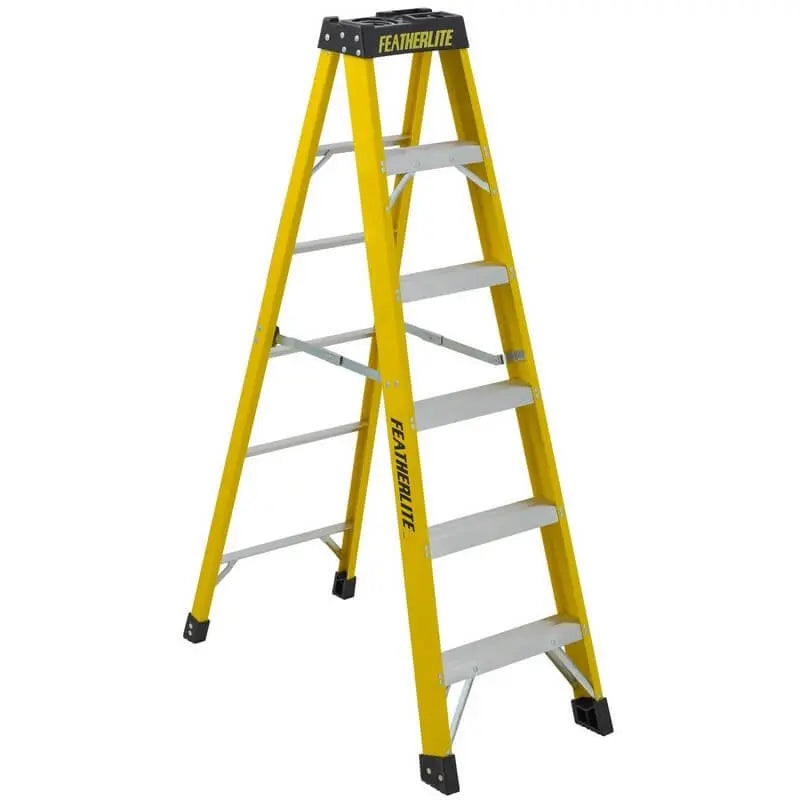 FeatherLite 6906 6-Foot Fiberglass Step Ladder - Lightweight & Durable for Home, Office & Construction Use