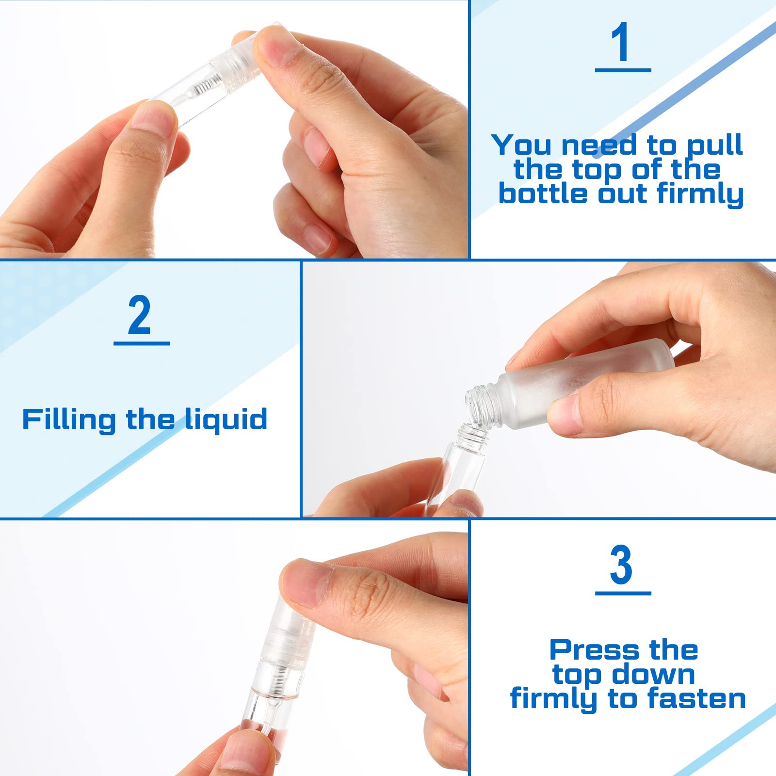 Lallisa 100 Pcs 3ml Mini Spray Bottles - Clear Glass Refillable Perfume Bottles with Fine Mist Spray | Empty Fragrance Sample Containers & Cosmetic Atomizers for Essential Oils, Travel, Cleaning, DIY Projects | Perfect for Home, Salon & On-the-Go Use