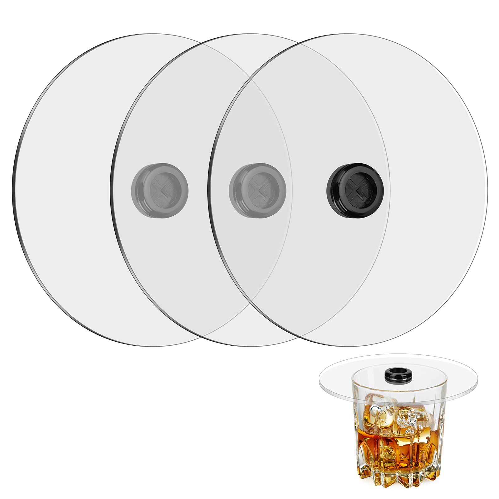 Premium 3-Piece Smoke Gun Cup Cover Set - Portable Drink Smoker for Cocktails, Whiskey & Wine - Handy Smoke Infuser Lids for Goblets, Tumblers, Mugs & Bowls (Fits Under 4.7