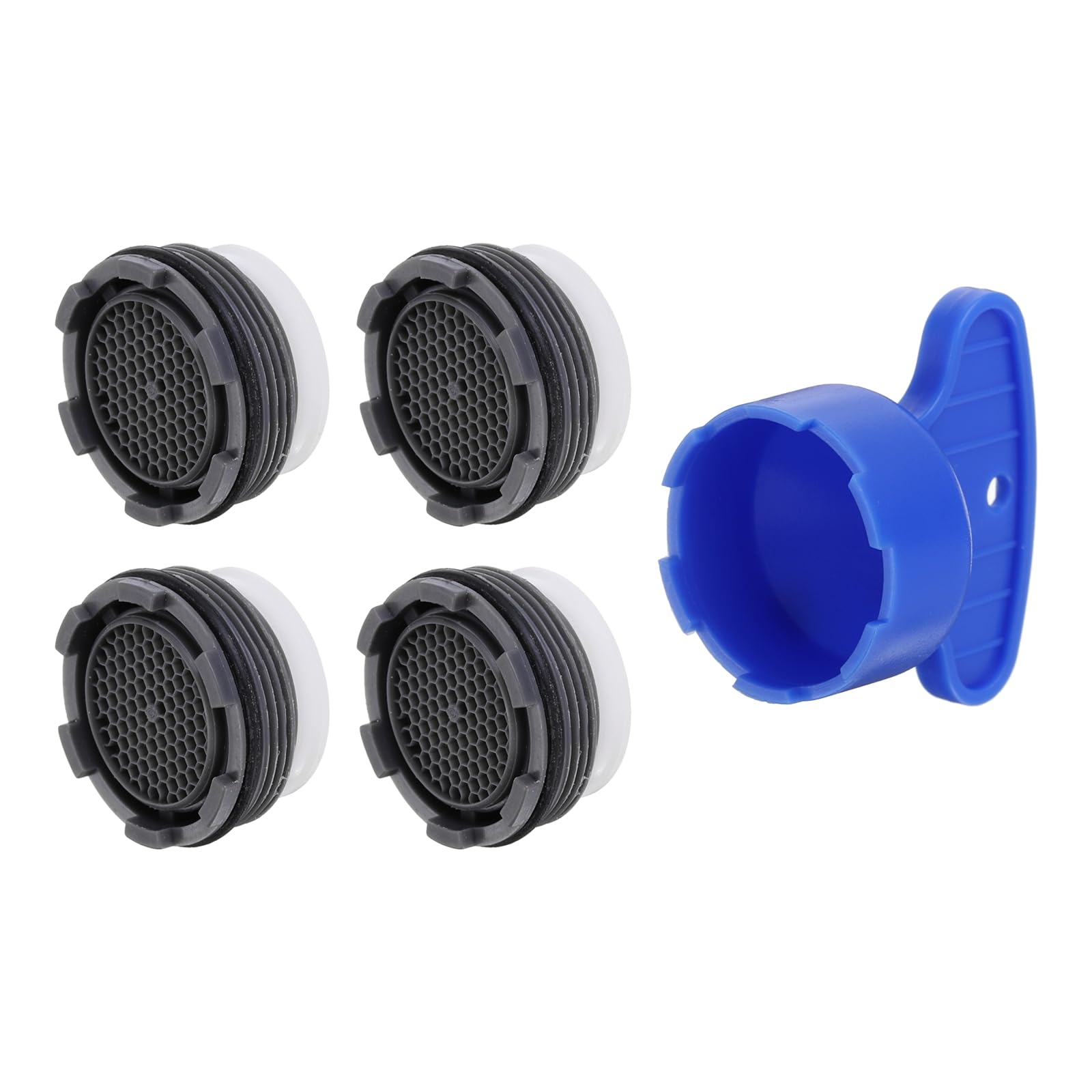 4PCS M24 Faucet Aerators with Removal Wrench - Water Saving Restrictor Replacement for Bathroom & Kitchen Sink (Blue) | Durable Threaded Aerator for Better Water Flow & Energy Efficiency - Perfect for Home, RV, and Commercial Use