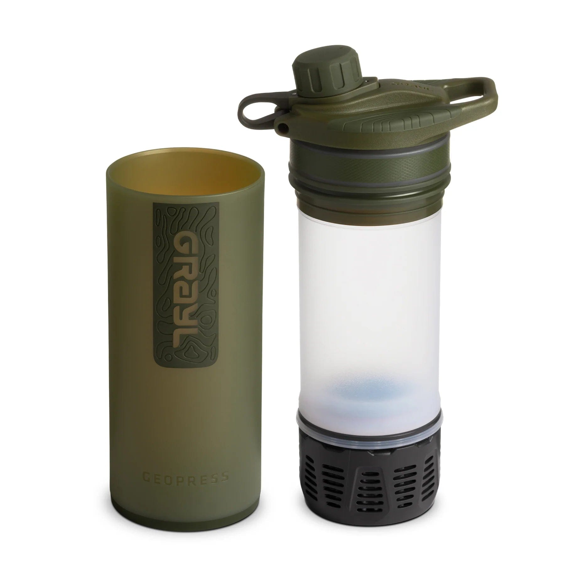 GRAYL GeoPress 24oz Water Purifier Bottle - Portable Filtration System for Travel, Hiking & Emergency Preparedness