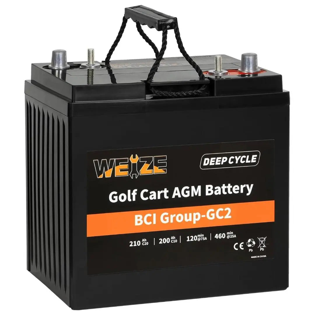 WEIZE 6V 210Ah AGM Deep Cycle Battery - BCI Group GC2 Golf Cart Battery for Golf Carts, RVs, Solar Systems & Marine Applications