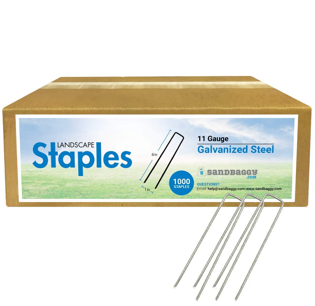 Sandbaggy 6 Inch Galvanized Landscape Staples - Heavy Duty SOD Staples for Lawn, Garden & Erosion Control (1000 Pack) - Perfect for Securing Landscape Fabric, Sod Netting & Ground Cover