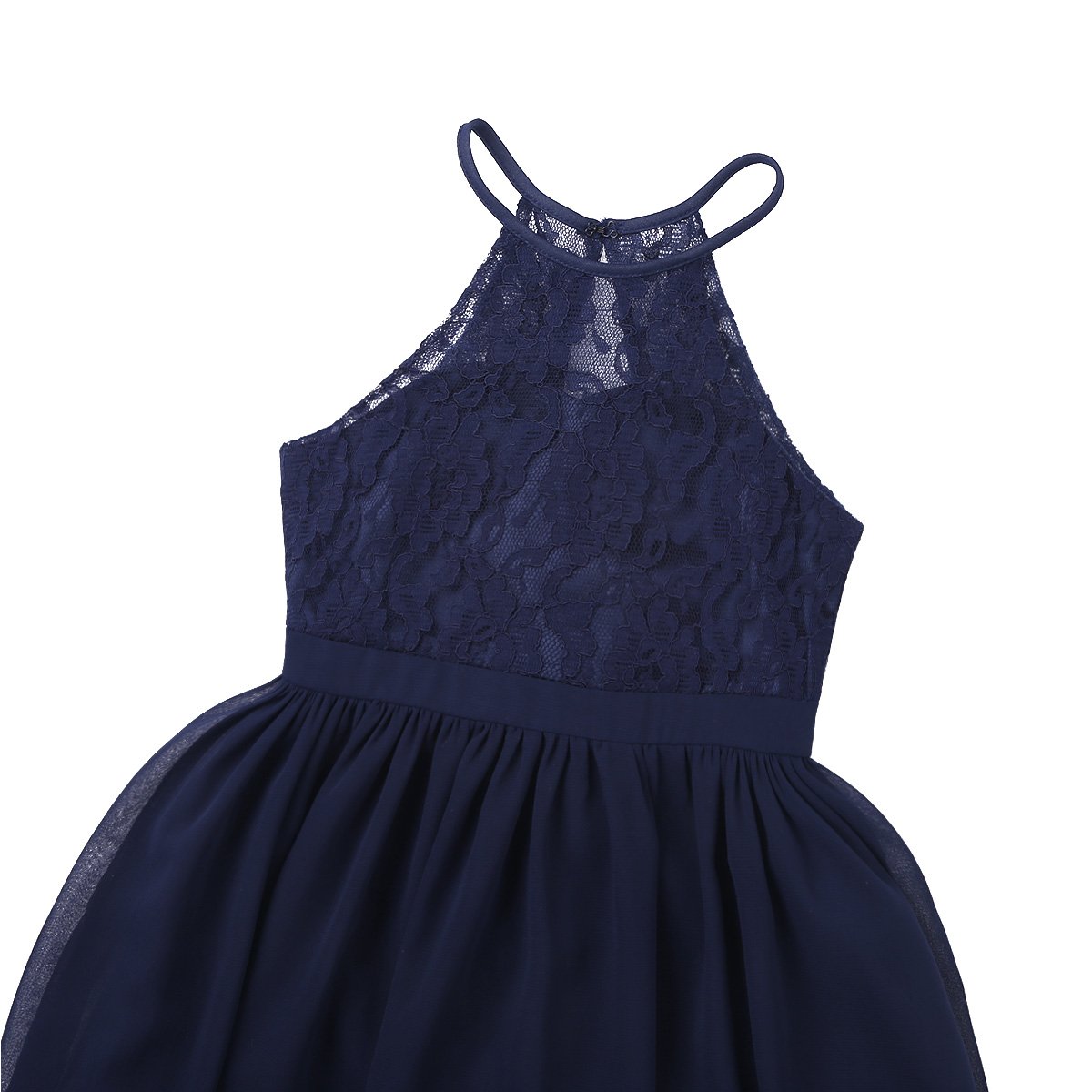 Hularka Girls Halter Neck Princess Flower Girl Dress - Floral Lace Chiffon Wedding Bridesmaid Gown for Kids, Proms & Special Occasions | Perfect for Weddings, Birthday Parties & Formal Events