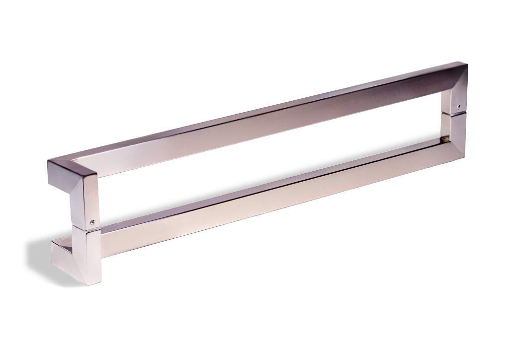 48 Inch Stainless Steel Modern Door Handle - Square/Rectangle Flat Design for Entry, Shower, Sliding Barn & Interior/Exterior Doors - Brushed Nickel Satin Finish - Perfect for Contemporary Homes, Offices & Commercial Spaces