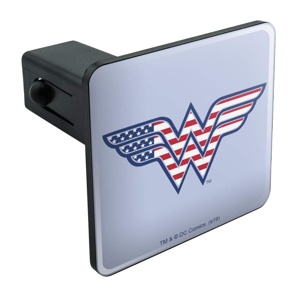Wonder Woman USA American Flag Logo Tow Trailer Hitch Cover Plug Insert - Durable Hitch Protector for Trucks & Trailers - Perfect for Road Trips, Camping & Outdoor Adventures