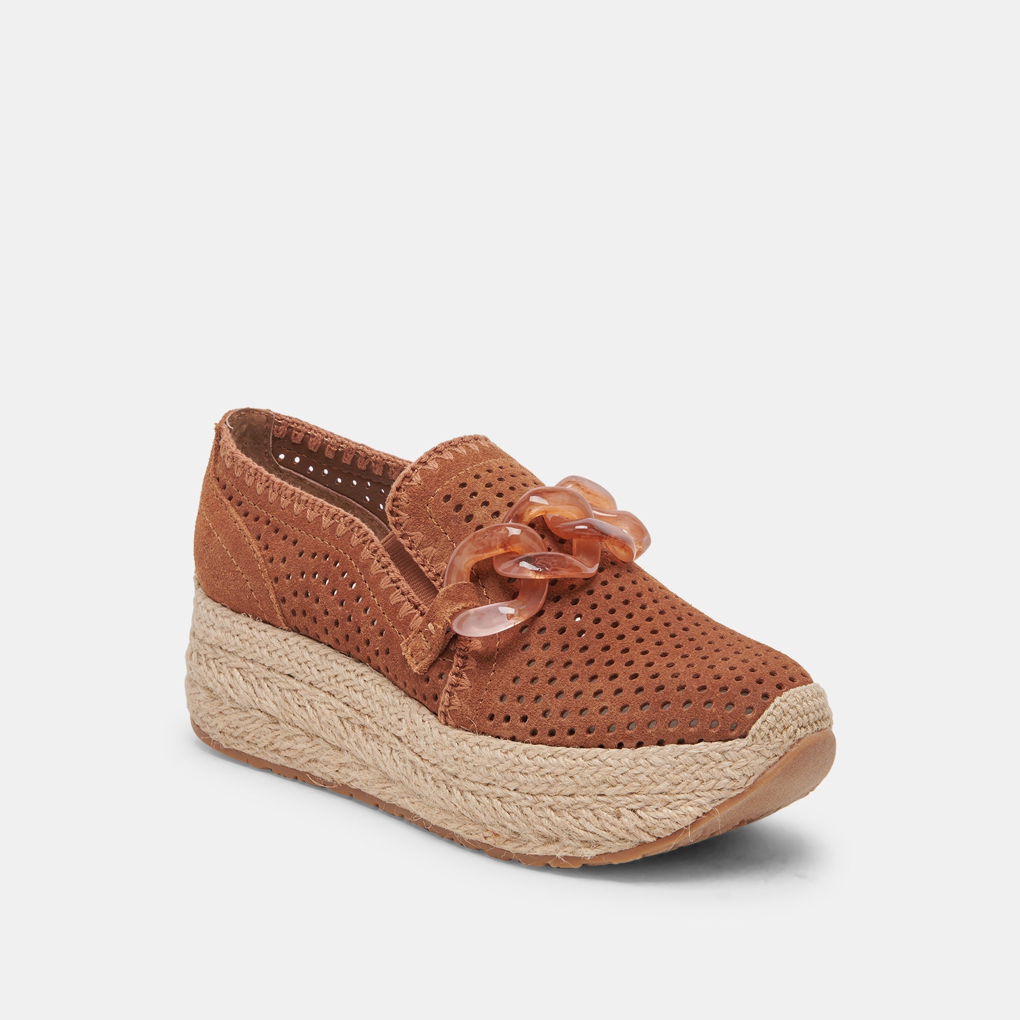 **JHENEE Women's Perforated Suede Espadrille Sneakers in Pecan - Comfortable Casual Shoes for Walking, Travel & Everyday Wear**