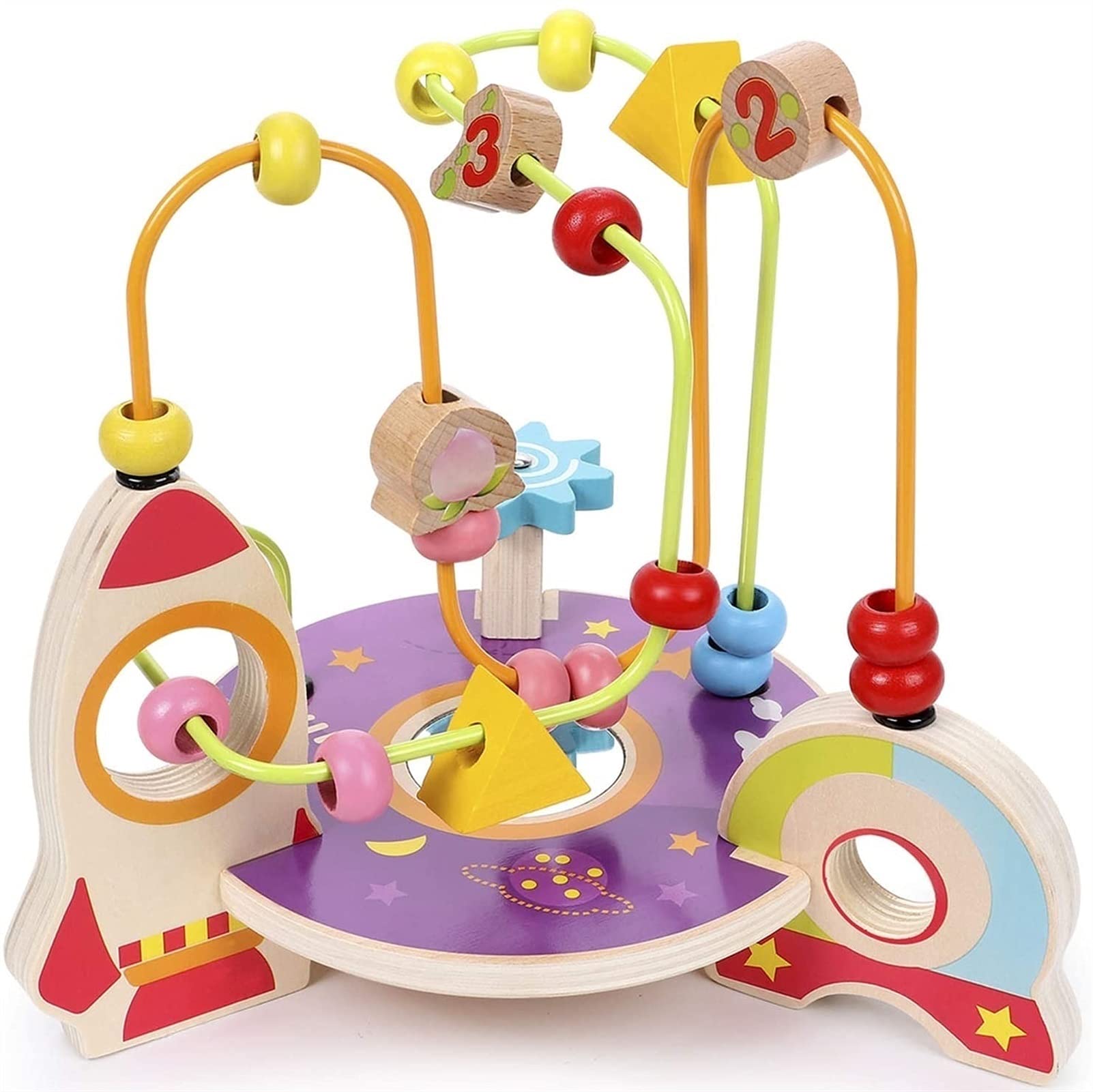 WJJ Wooden Beads Educational Toys for Kids - Color Recognition, Hand-Eye Coordination & Early Learning - Montessori Round Beads for Preschool Classroom & Homeschool Activities