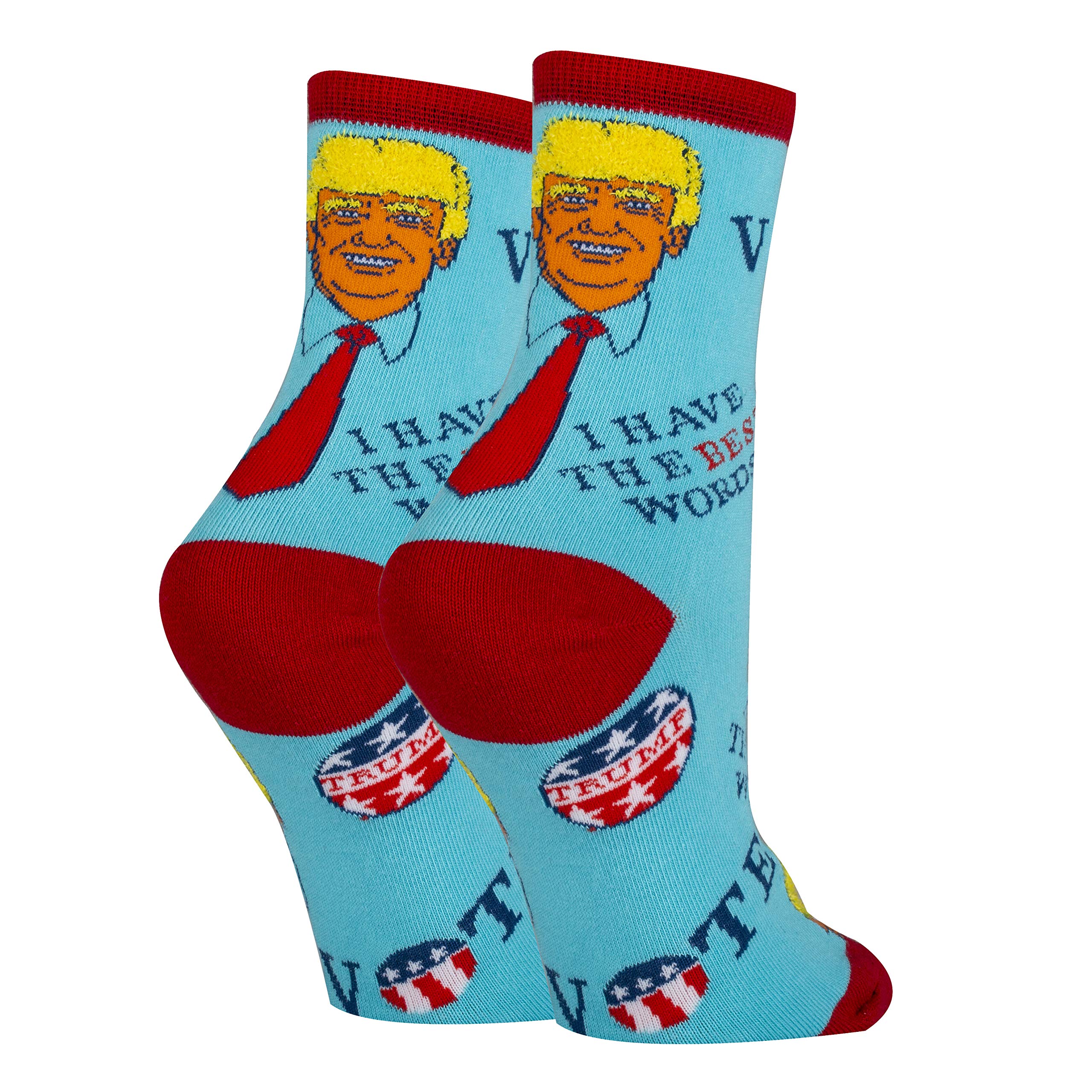 ooohyeah Women's Funny Political-Themed Crew Socks - Novelty Crazy Dress Socks Gift for Women (Fits Shoe Size 5-10) - Perfect for Office Gags, Costume Parties & Political Events