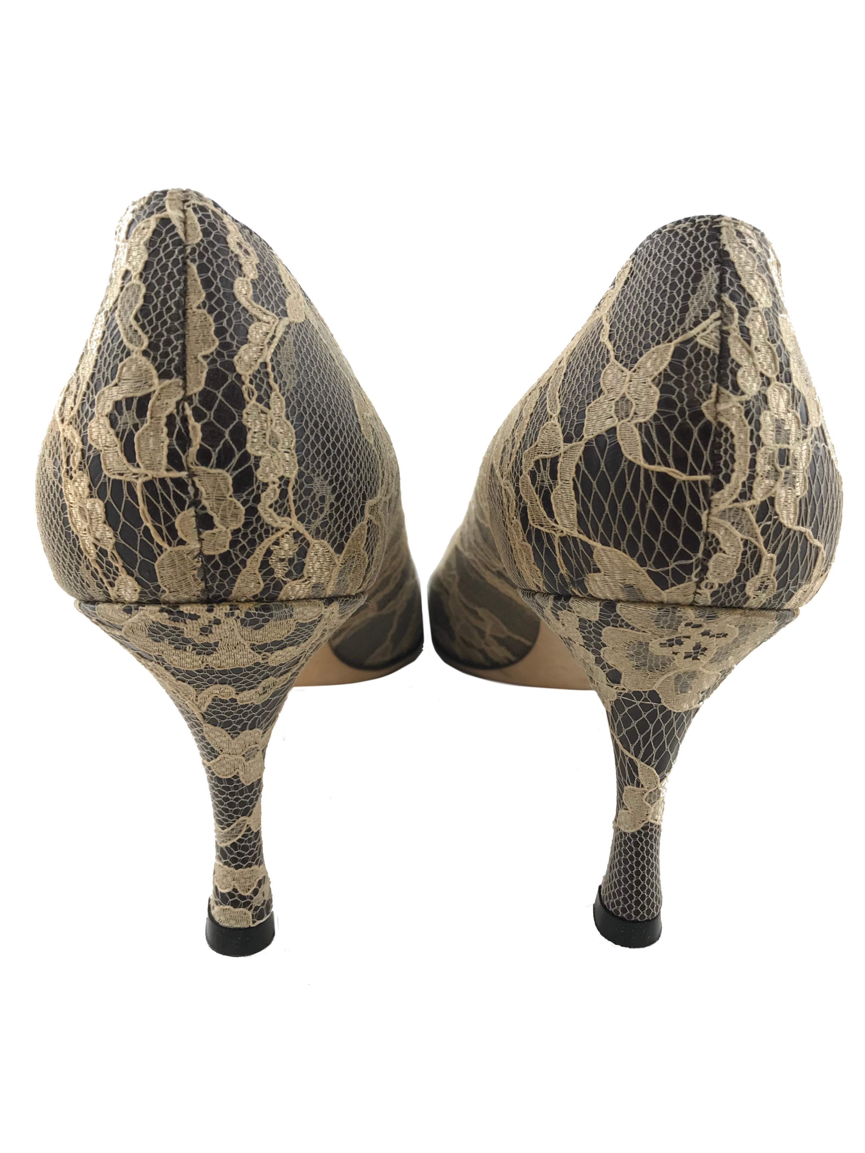Manolo Blahnik Floral Lace Pumps Women's Size 8 | Elegant High Heel Wedding Shoes for Brides, Prom & Special Occasions