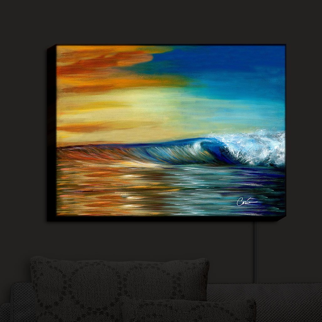 DiaNoche Designs Illuminated Wall Art - Handmade Artistic Light Sconce for Nursery, Bedroom & Living Room | Daytime Decor & Nighttime Lamp | Corina Bakke Maui Wave Collection