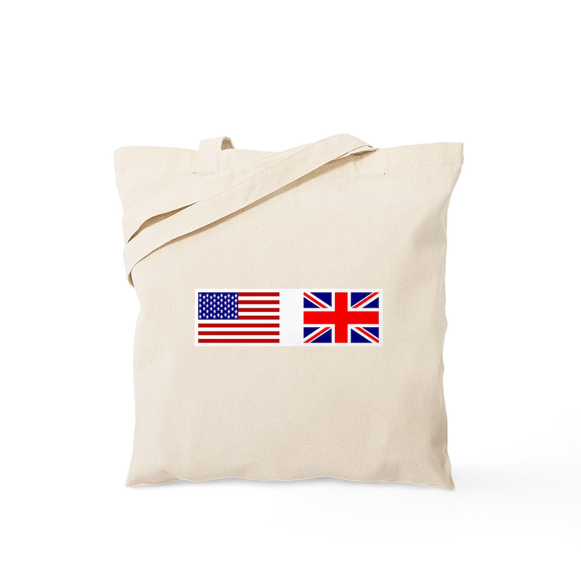 USA & Union Jack Tote Bag - Natural Canvas Reusable Shopping Bag for Groceries, Beach & Daily Use | Eco-Friendly Cotton Tote with Patriotic Design