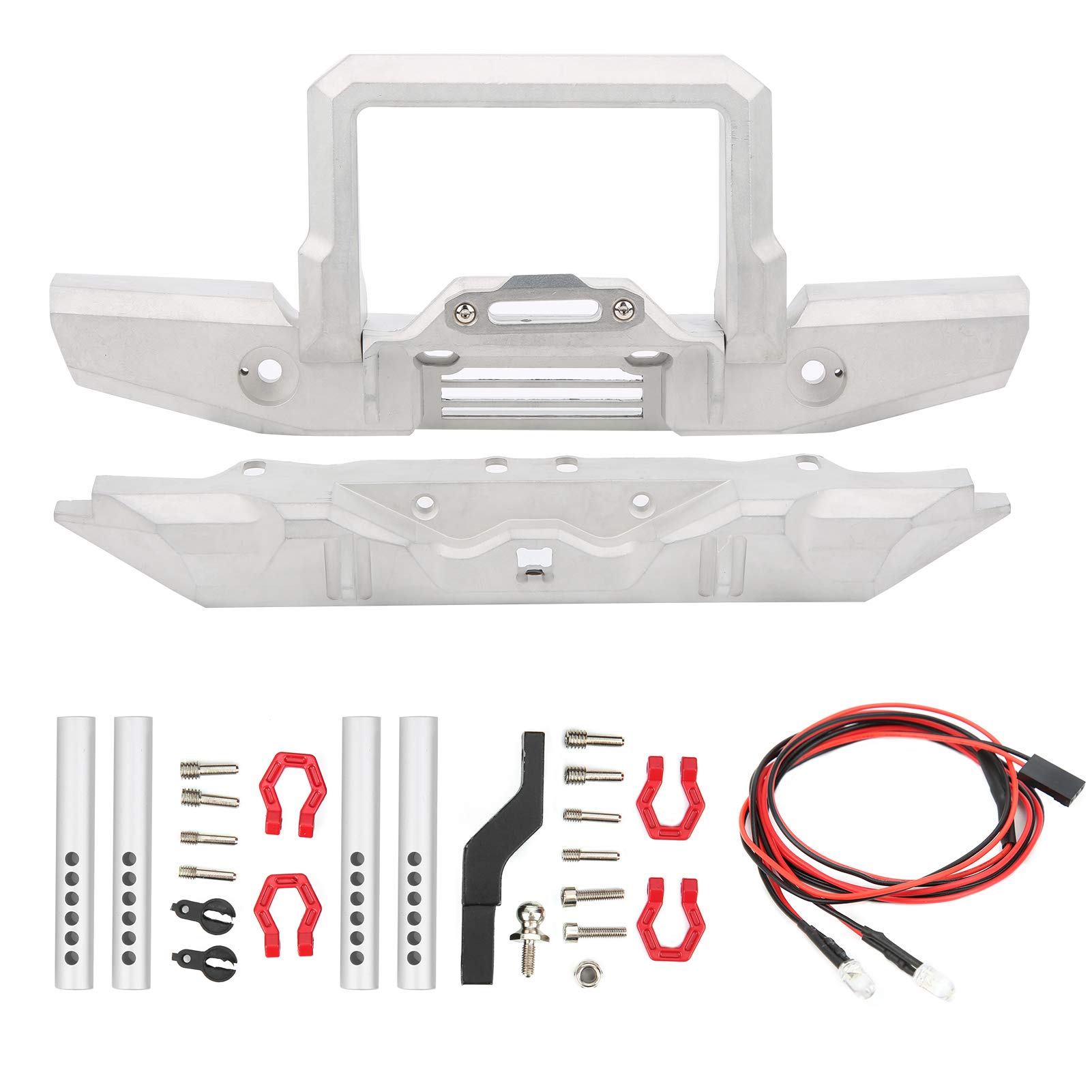 Heavy Duty Metal Front & Rear Bumper Set for SCX10 1/10 RC Crawler Truck - Durable Off-Road Accessory (Silver) | Perfect for Rock Crawling, Trail Adventures & RC Car Upgrades