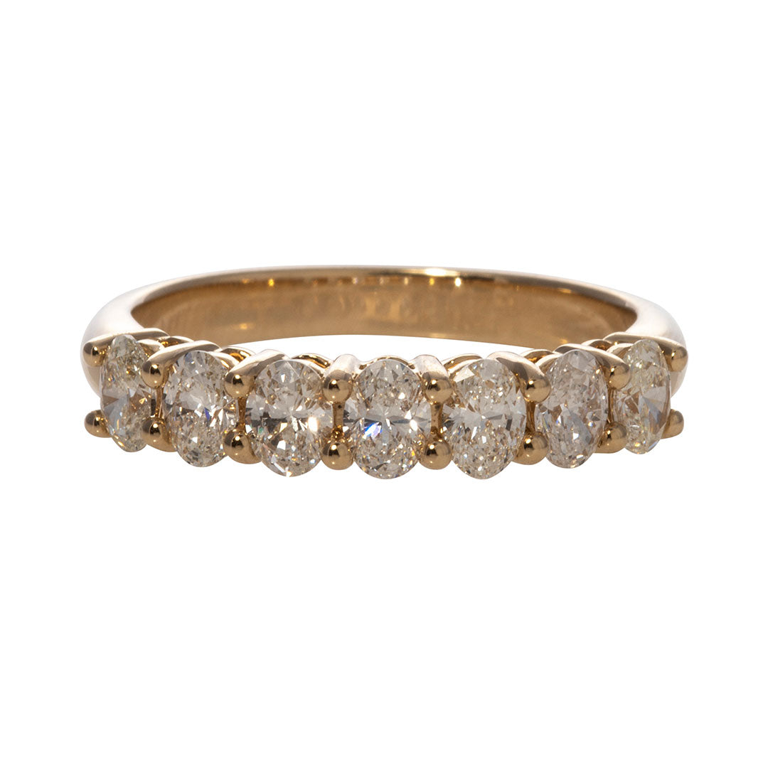 1ctw Oval Diamond 7 Stone 18K Yellow Gold Wedding Band Ring for Women - Perfect for Engagement, Anniversary & Bridal Jewelry Gifts