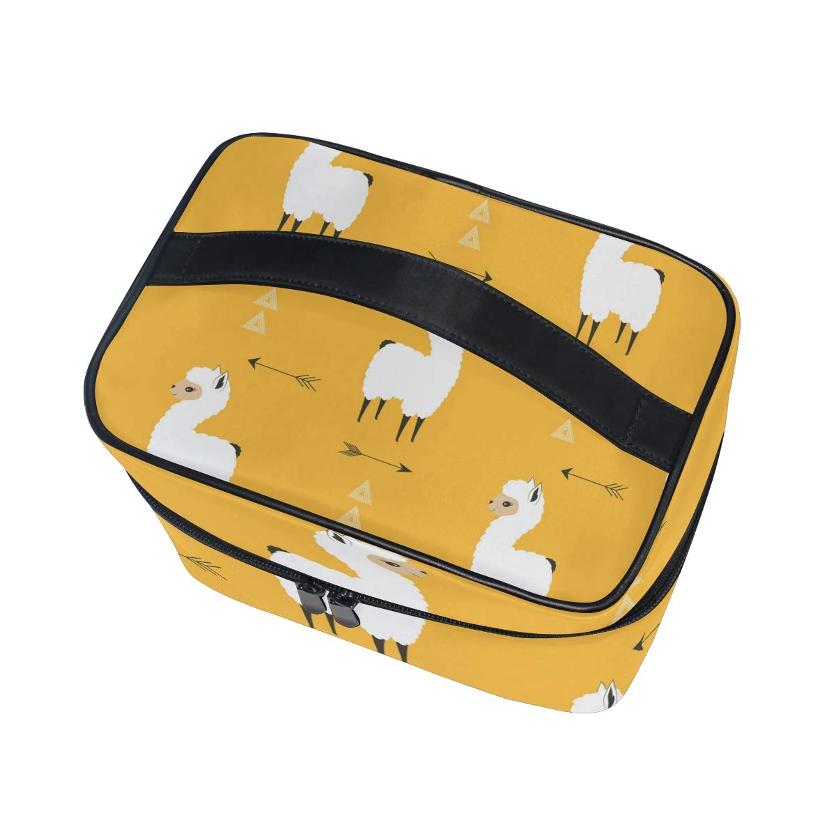 Llama Print Cosmetic Bag with Arrows - Waterproof Makeup Case & Travel Toiletry Organizer for Women & Girls | Portable Hanging Pouch for Gym, Vacation & Daily Use