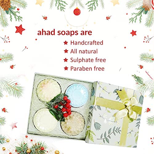 **AHAD Handcrafted Organic Soap Gift Box - Pure Essential Oils, Zero Chemicals, Luxury Holiday Soap Set - Perfect for Christmas Gifts, Self-Care & Spa Relaxation**
