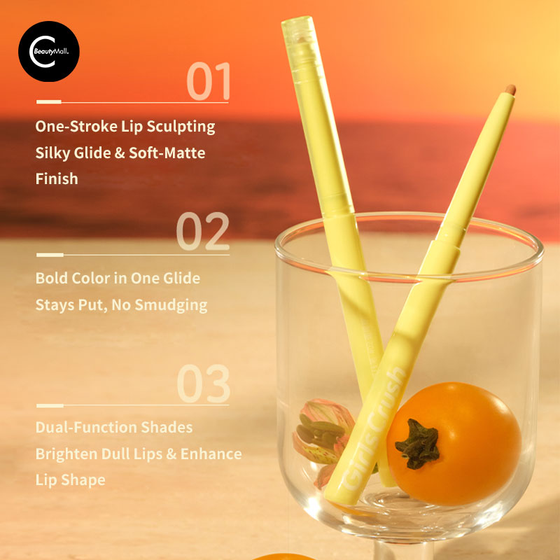 Girls Crush Sunkissed Glow Hydro Smooth Lip Liner - Long Lasting Waterproof Lip Pencil for Natural Look, Perfect for Daily Makeup & Special Occasions