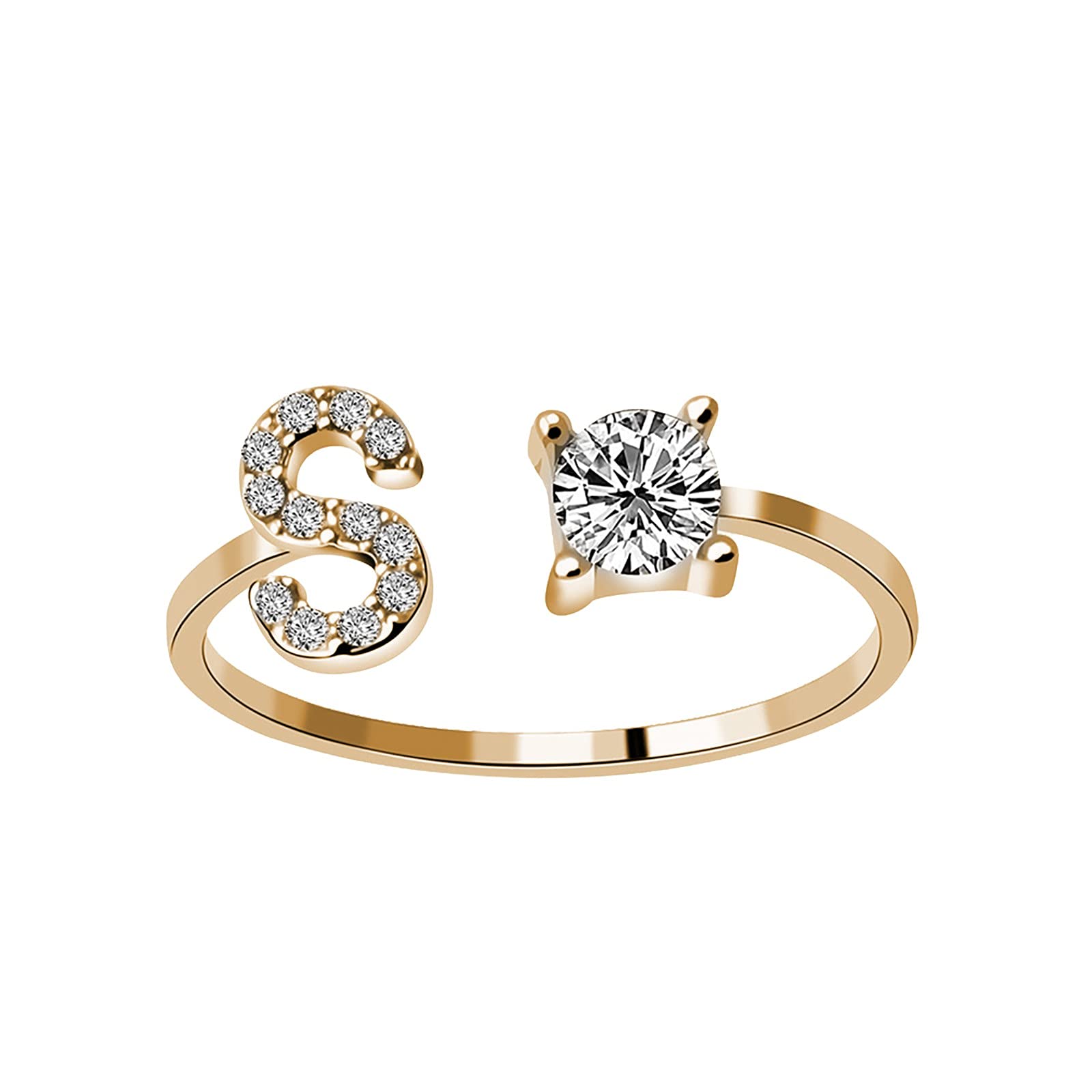 Elegant Silver Letter Rings for Women - 26 Alphabet Initial Rings with Diamond Accents | Perfect for Gifts, Fashion Accessories & Everyday Wear