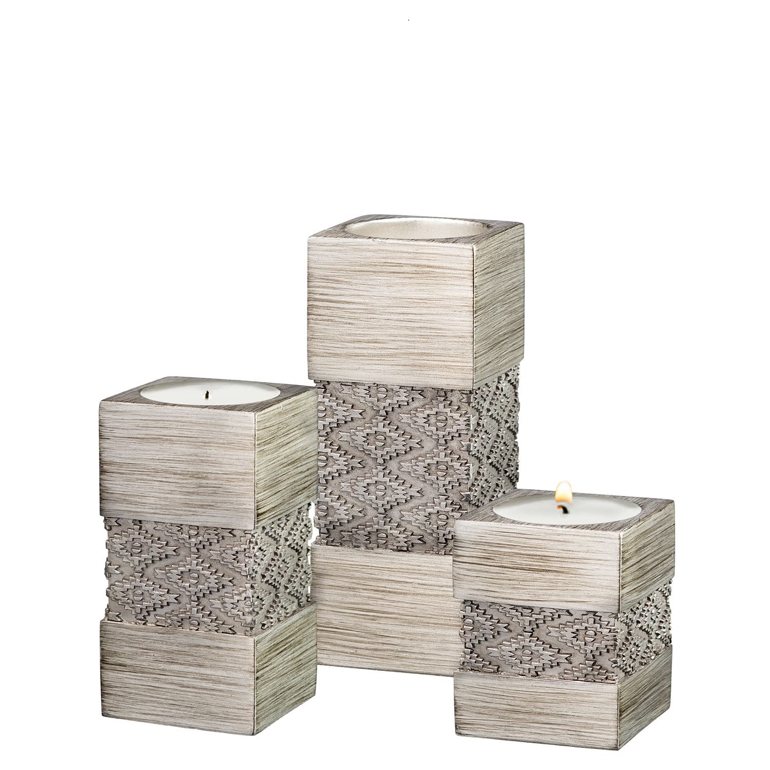 Dublin Silver Tealight Candle Holder Set of 3 - Elegant Home Decor for Living Room, Dining Table, Coffee Table, Fireplace, Entryway & Bathroom | Perfect for Romantic Dinners, Relaxing Baths & Holiday Centerpieces