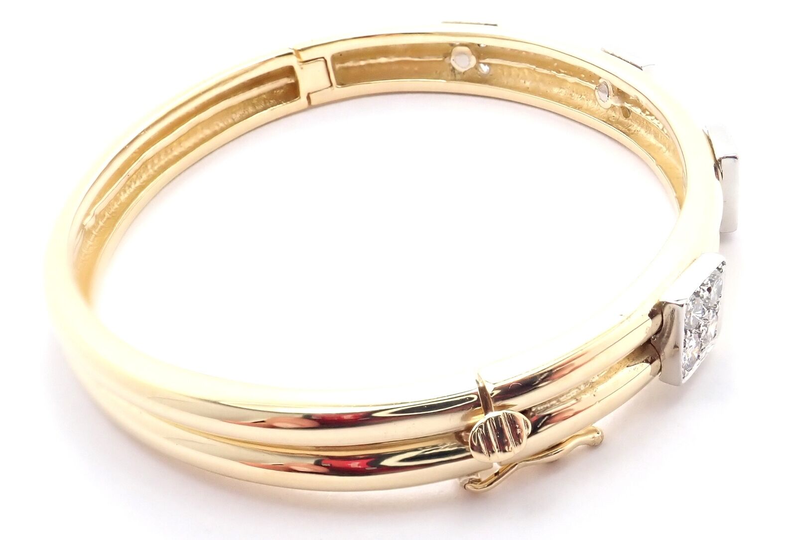 Vintage Authentic Tiffany & Co 18K Yellow Gold Diamond Bangle Bracelet - Luxury Jewelry Gift for Women, Anniversary & Special Occasions