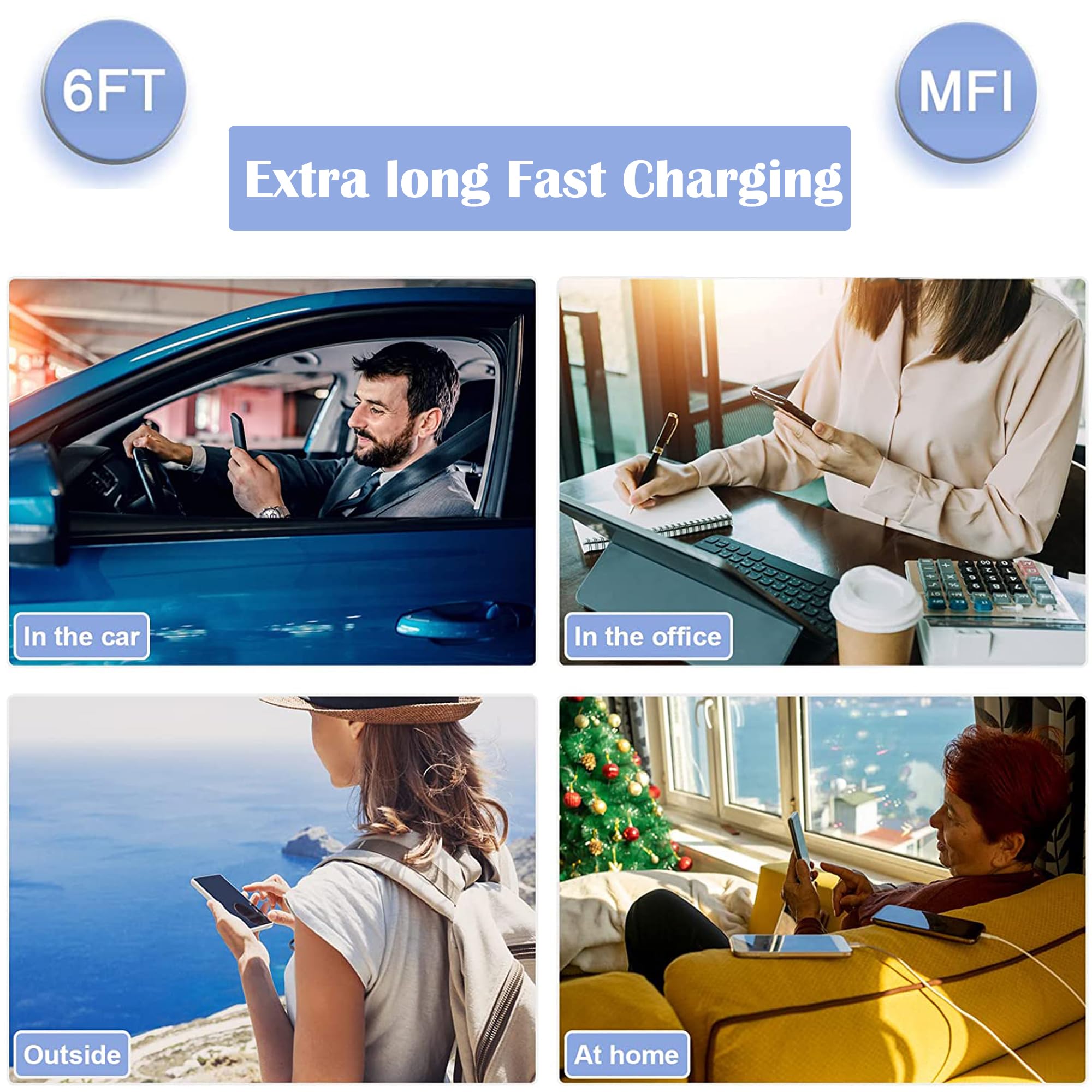 Fast Charging iPhone Charger 2-Pack - USB C Wall Adapter & 6FT USB C to Lightning Cable - Compatible with iPhone 14 Pro Max/14 Plus/13 Pro/12 Mini/11/XS/XR/X & iPad - Perfect for Home, Office & Travel Charging