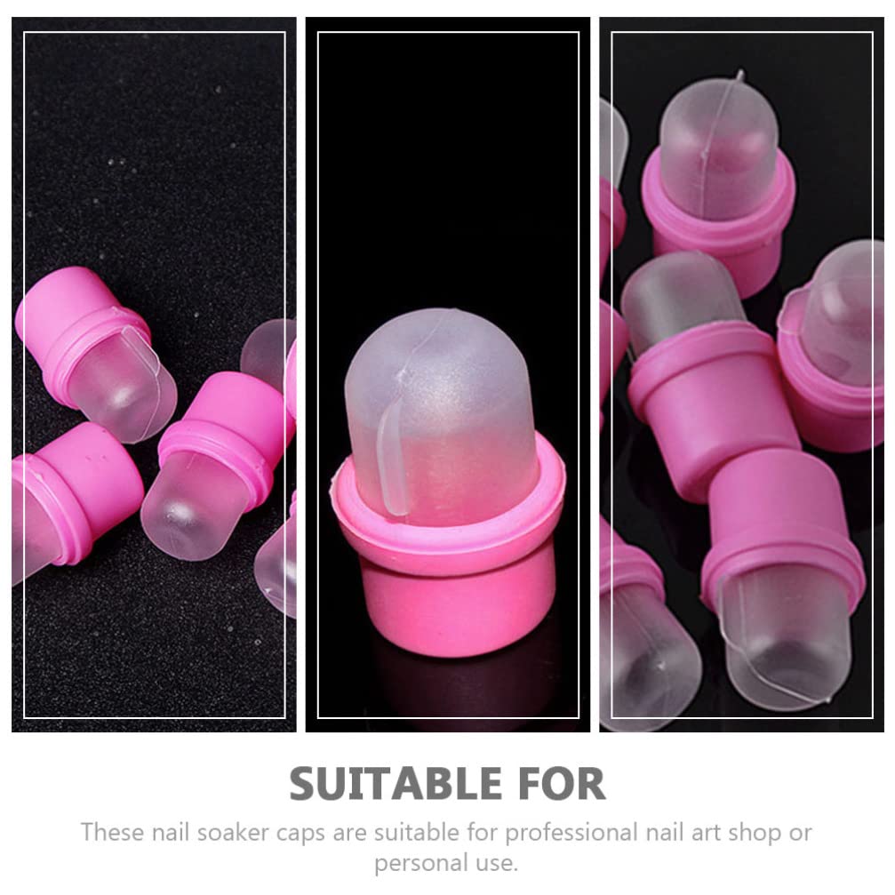FOMIYES 20pcs Professional Nail Gel Remover Set - Soak Off Caps, Nail Art Tools & Manicure Accessories for Salon & Home Use - Pink