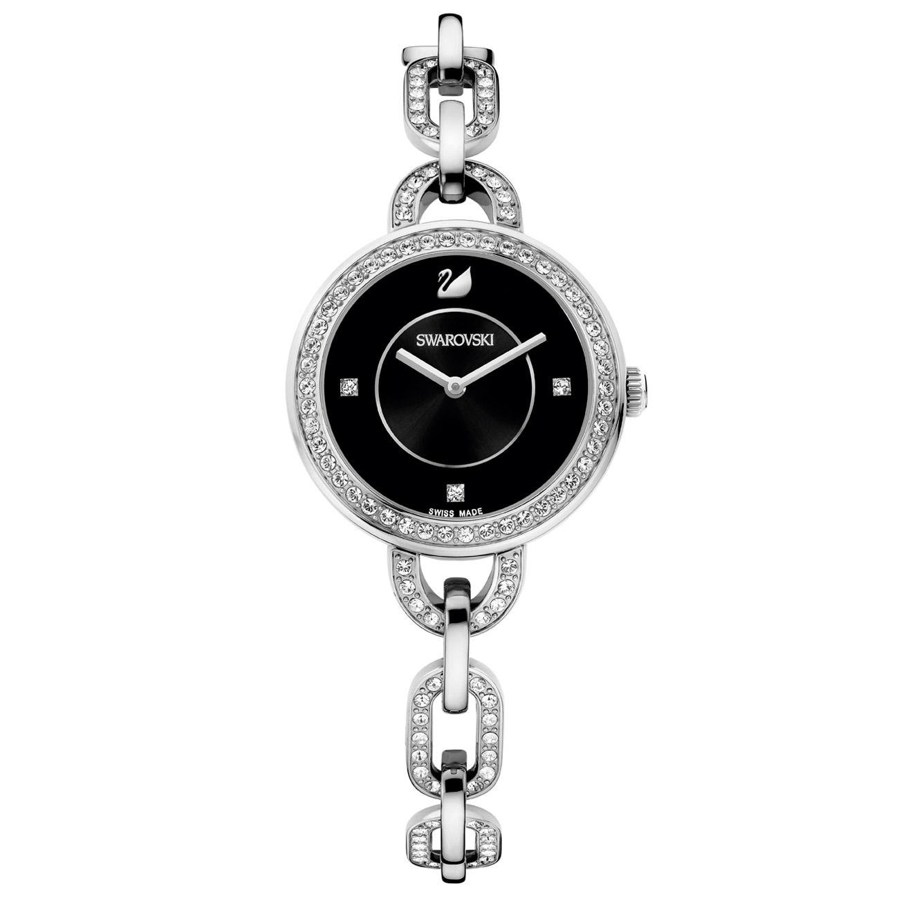 Swarovski Aila Watch for Women - Elegant Black Crystal Watch with Stainless Steel Band | Perfect for Formal Events, Office Wear & Special Occasions