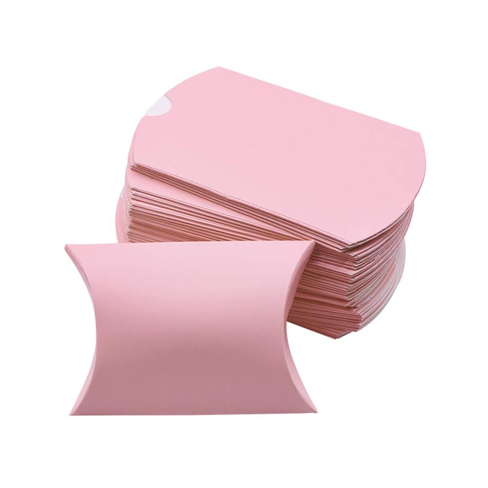 AKOAK 100 Pcs Pink Wedding Favor Pillow Boxes - Elegant Candy Gift Boxes for Wedding, Birthday & Christmas Parties - Perfect for Bridal Showers, Baby Showers & Holiday Gift Giving