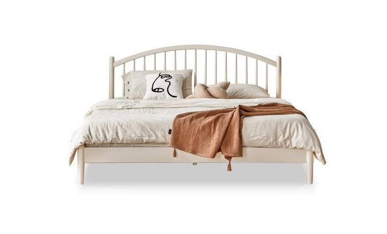 Solid Wood Bed Frame - Beech or Poplar - Queen/King Size - Modern & Sturdy Design for Bedroom, Guest Room, or Dorm - Free Shipping & Easy Assembly