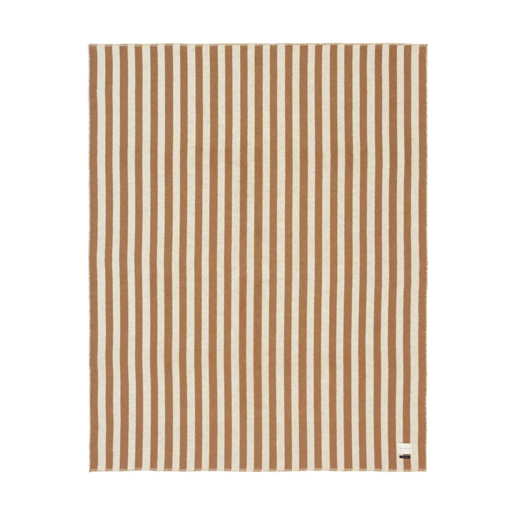 Premium Blacksaw Stills Heirloom Blanket - Natural Undyed Tobacco & Ivory Striped Cotton Throw - Perfect for Cozy Nights, Farmhouse Decor & Picnic Blankets