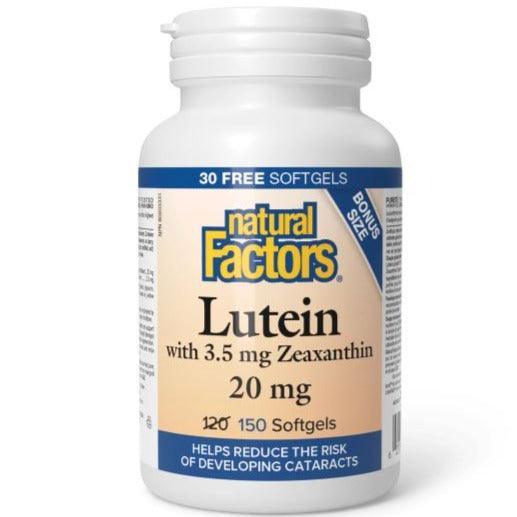 Natural Factors Lutein 20mg with Zeaxanthin - 150 Softgels (120+30 Free) for Eye Health & Vision Support - Perfect for Computer Users & Night Driving